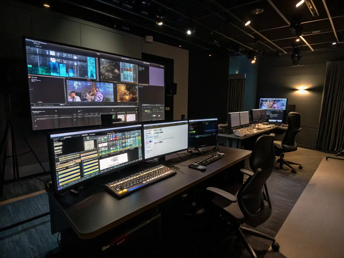 A high-end video editing suite with advanced software and equipment, illustrating the company's commitment to using cutting-edge technology.